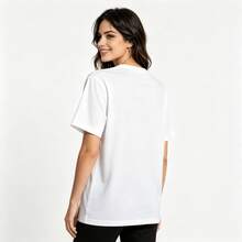 Tops para mujer Casual de Algodón de Manga Corta con Cuello Redondo para Mujer con Estampado de Calaveras y Rosas - Blanco - Ver 8