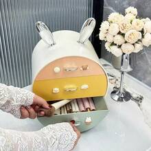 Rabbit-Shaped Storage Rack For Organizing Hair Clips, Makeup, And Jewelry In A Desktop Drawer - White Silvery - View 3