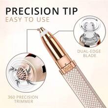 1pc Dual-Function Electric Eyebrow Trimmer & Facial Hair Remover, USB Rechargeable Women's Painless Shaver, Portable Precise Grooming Tool For Perfect Skin Care At Home And Travel - Multicolor - View 5