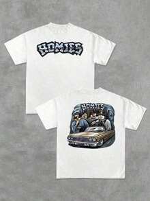 Mens Clothes;Summer TopsHeavyweight Graphic Tee, Classic Car And Homies Double Sided Digital Printed T Shirt, 100% Cotton, Stylish Casual, Men's 220g, Streetwear, Vintage, Y2K, Oversized, Lowrider, Chicano Free Shippingsummer Fits For Womengraphic Teessummer Outfitsfathers Day Gift UVX3 - trắng - Xem 12