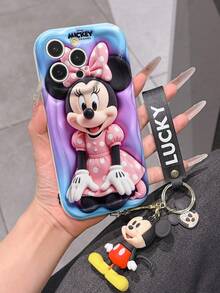Disney Minnie Mouse Phone Case With Minnie Charm And Minnie Lanyard - Cute Minnie Protective Case With Pink Polka Dot Dress And Gradient Background Design, Equipped With Delicate Minnie Decorative Lanyard And Beaded Bracelet For Easy Carrying, Compatible With IPhone 17, 16, 15, 14, 13, 12, 11 Pro Series, Ideal For Birthdays, Holidays, Anniversaries, Graduation Gifts, Or Any Special Occasion To Surprise Family, Friends, Classmates, And Loved Ones. - 白色 - 查看 5
