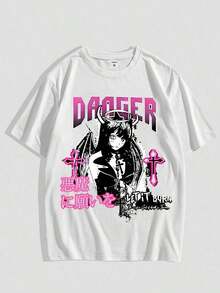 ropa de mujer  Y2K Anime Manga Print Short Sleeve T-Shirt  camisas de mujer - Blanco - Ver 1