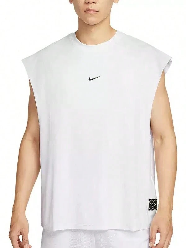 Nike Dri-FIT男士運動無袖寬鬆籃球透氣男子背心 - 白色 - 查看 1