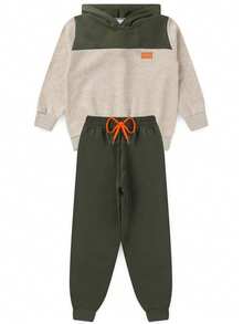 Boys' Winter Fleece Set With Hood, Pants And Jacket - Green - View 9
