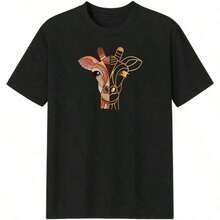 Una camiseta de manga corta con estilo retro americano, diseño holgado, estampado (los pantalones son solo sugerencias de estilo), camiseta gruesa multicolor, material 100% algodón, estampado moderno, adecuada tanto para hombres como para mujeres, estilo nuevo de primavera/verano/otoño, transpirable y cómoda, sencilla y versátil, la elegante camiseta unisex con estampado tropical es muy adecuada para vacaciones, Halloween y fiestas del Día de la Independencia de México. - Negro - Ver 2