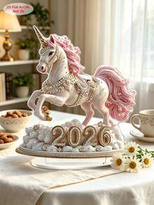 1pc 2026 Year Of The Horse Unicorn Acrylic Desktop Ornament,Colorful Colors, 2026 Graduation Keepsake Gift, Pink Unicorn Desk Decor, Cute Graduation Ornament Student Gift, Best Friend Gift, Teen Girl Room Decor, Graduation Souvenir - A - View 6