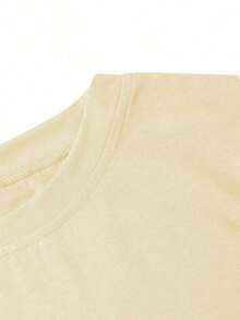 2026 Nueva llegada Primavera/Verano ¡Elegante y de lujo Estilo elegante de alta gama! Camiseta estampada para mujer - Adornada con perlas falsas y cristales, diseño elegante y lujoso para uso casual diario, Parte superior de manga corta y cuello redondo de Primavera/Verano en color-Vintage Street Style Unisexoose Cotton Short Sleeve Crew Neck T-Shirt - Albaricoque - Ver 4