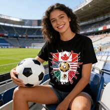 Tops para mujer Casual de Algodón Negro de Manga Corta y Cuello Redondo para Mujer con Estampado de la Bandera de la Copa Mundial 2026, Ropa de Verano para Mujer, Ropa de Vacaciones para Mujer, Blusas para Mujer, Blusas de Verano, Conjuntos de Verano, Ropa de Verano, Regalos de Pascua - Negro - Ver 2