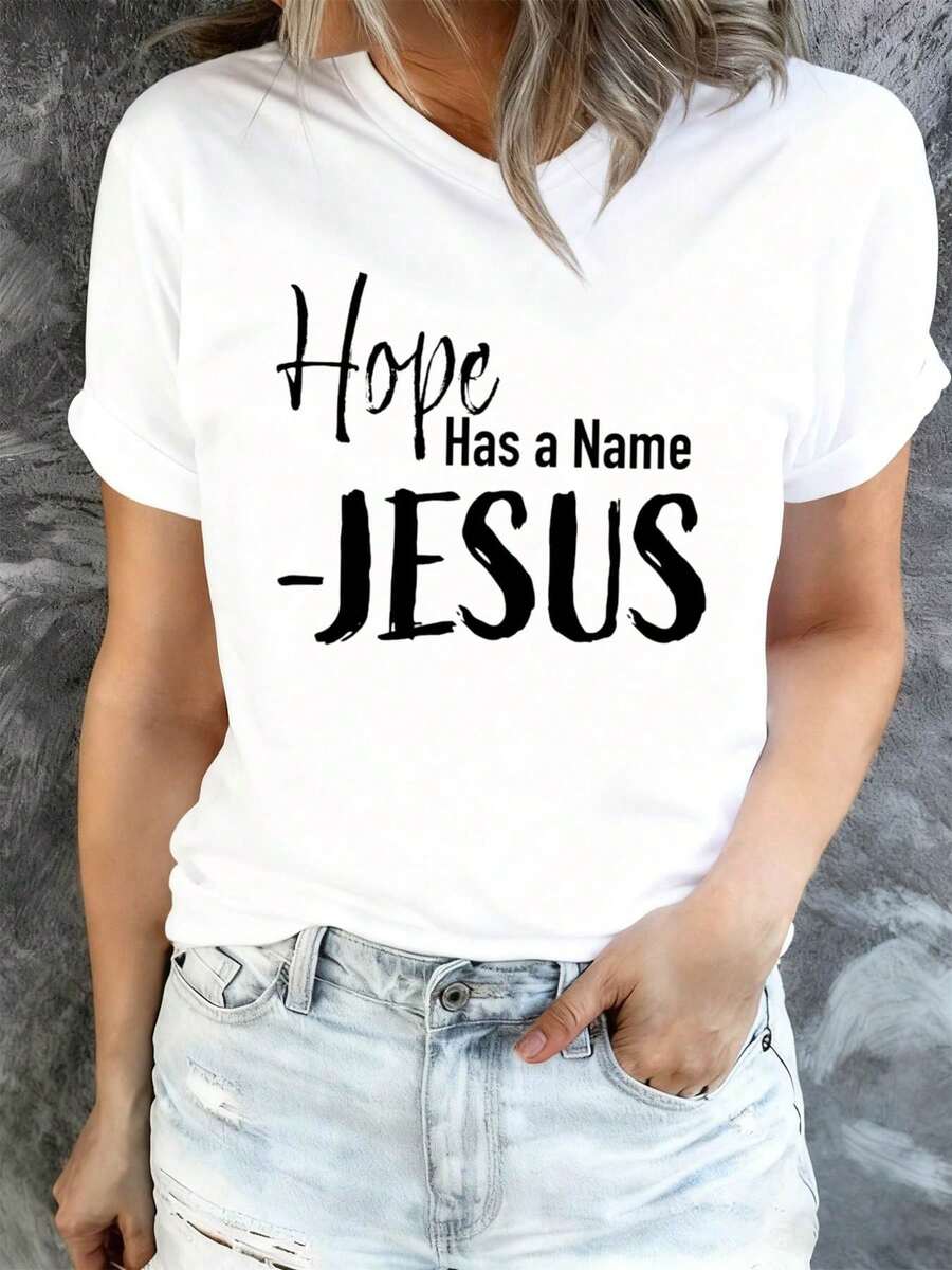 Premium[Espero que tenga un nombre] Camiseta divertida para mujer, top blanco, diseño de estilo hip-hop urbano, adecuada para todas las estaciones, diseño moderno, duradera para uso diario y de fin de semana, tela cómoda y elástica, linda.Nueva llegada - Blanco - Ver 1