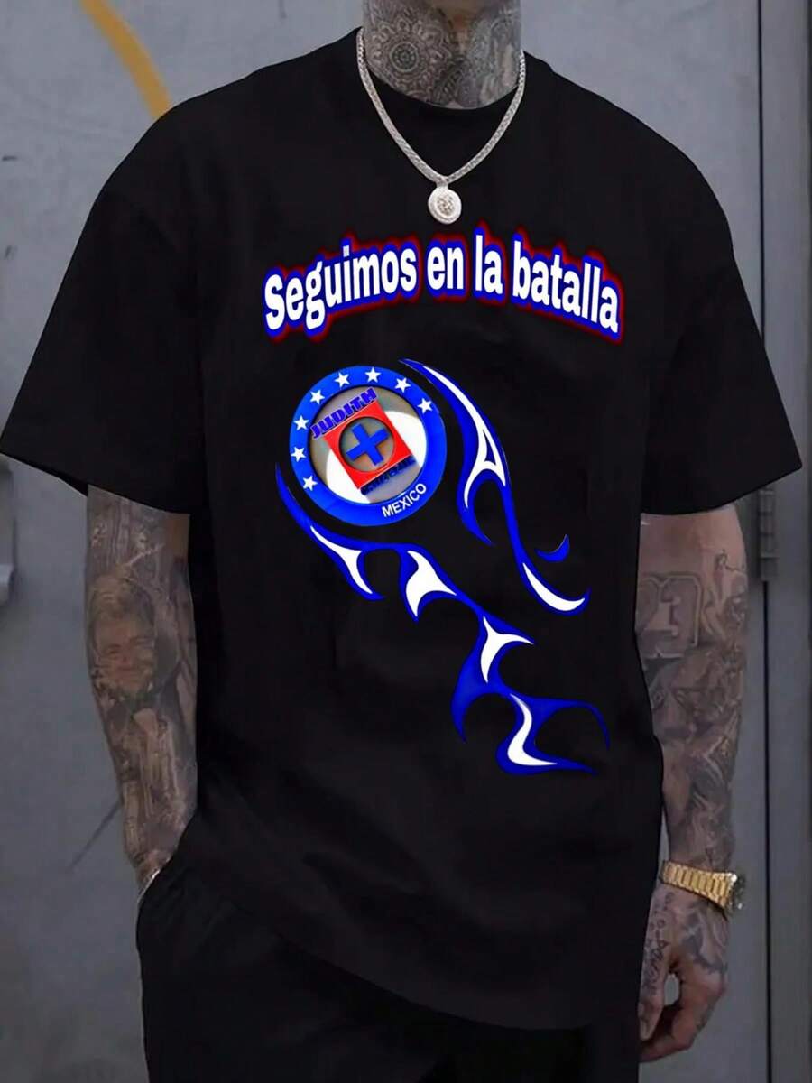 Sangre-Azul - Camiseta Gráfica Temática - Manga Corta con Cuello Redondo y Diseño Divertido, Camiseta Casual de Verano para Hombre, ropa, tela, Perfecta para Vestimenta Casual, Ropa de Exterior| Camiseta de Cuello Redondo| Camisa Ligera - Negro - Ver 1