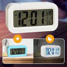 1 Pcs Upgraded Digital Alarm Clock, LED Display With Temperature Larger Lound Light Control Portable Calendar Brightness With Battery Powered Alarm Clocks Bedside - 1PC - View 3