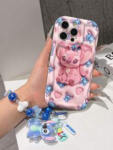 Disney Lilo & Stitch Phone Case With Stitch And Angel Charm And Stitch Lanyard - Cute Stitch And Angel Protective Case With All-Over Print And Heart Accent Design, Equipped With Delicate Stitch Decorative Lanyard And Beaded Bracelet For Easy Carrying, Compatible With IPhone 17, 16, 15, 14, 13, 12, 11 Pro Series, Ideal For Birthdays, Holidays, Anniversaries, Graduation Gifts, Or Any Special Occasion To Surprise Family, Friends, Classmates, And Loved Ones. - White - View 6