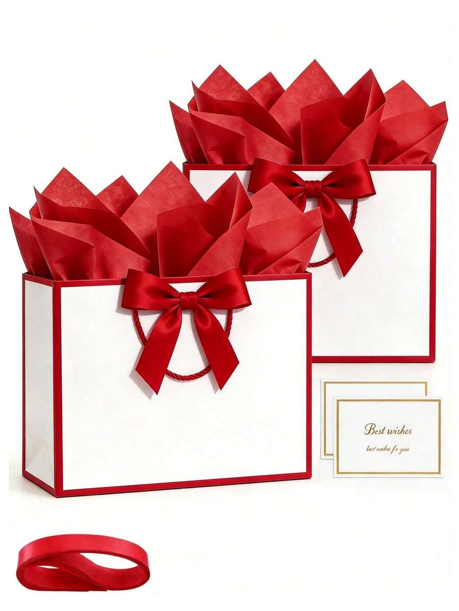 10个/5个/粉色礼品袋，带提手，11英寸中号礼品袋，适合生日派对、女友派对礼物包装或婚礼性别揭晓情人节使用。