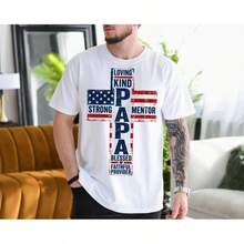 Patriotisches T-Shirt für Papa, Kreuz-Papa-T-Shirt, christliches Vatertags-Sweatshirt, T-Shirt mit amerikanischer Flagge für Papa, religiöses T-Shirt für Papa, Vater-Benedikt-T-Shirt 2026 - Weiss - Übersicht 8