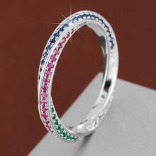 1pc Fashionable Spiral Design Cubic Zirconia Inlaid Ring For Women - Multicolor - View 18