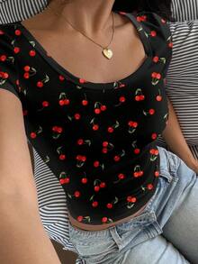 Camiseta de punto ajustada a rayas amarillas - Multicolor 2 - Ver 1