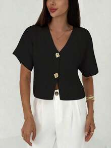 Cárdigan delgado de mujer con contraste de color retro, adecuado para salidas, estilo callejero, aeropuerto, vacaciones en la playa, viajes al trabajo, fiestas de boda, festivales, estilo bohemio, romántico y elegante - Negro - Ver 3