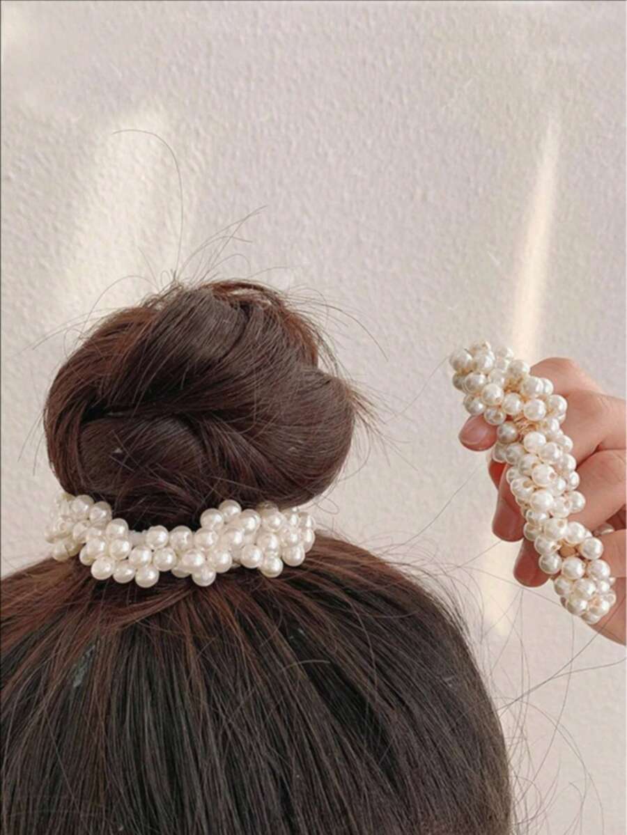 1 chiếc/2 chiếc dây buộc tóc giả ngọc trai dành cho nữ - Nhiều màu - Xem 1