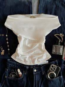 Blusa casual de mujer con estampado de flores y fresas, para verano - Blanco - Ver 2