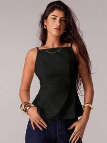 Parte superior sin mangas para mujer, adecuada para primavera y verano, con estilos románticos/de graduación/formales/de cumpleaños/de los 90/casuales de negocios/elegantes/de vestir occidental/para salir/de moda/casuales/Y2K/de club/de oficina/de cóctel/vintage/de festival rave/divertidos/elegantes/de dinero antiguo/de ropa urbana/de vacaciones/de conciertos de country/de trabajo/modestos/de vacaciones de primavera/de conciertos/de chica mala/básicos/de graduación - Negro - Ver 6