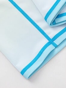Balabala Conjunto de traje de baño de camiseta de protección solar de manga larga para niños, 2 piezas de ropa de baño de protección UV para verano - tinte azul - Ver 8