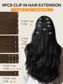 DOORES 9PCS Clip In Hair Extensions Straight Real Human Hair Natural Virgin Human Hair Extensions Double Weft Clip Ins Invisible & Soft Mini Hair Pieces For Thinning Hairs For Women - S4A - View 5