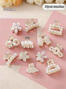 20pcs Elegant Alloy Small Hair Clips For Women, Pearl & Rhinestone Hair Clips, Minimalist Daily Hair Accessories Summer Outfits Claw Clips - Multicolor - View 18
