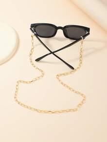 Metal Hollow Eyeglasses Chain Necklace - Yellow - View 3