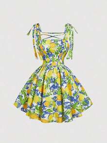 Vestido rosa romántico con espalda descubierta y lazo, adecuado para citas, fiestas, vacaciones, meriendas de té y ocasiones de cumpleaños - Multicolor - Ver 2
