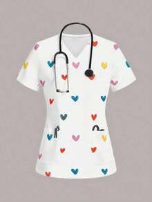 Top de pijama con estampado de dibujos animados para mujer - Blanco - Ver 1