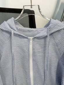 Chaqueta con capucha ligera y casual con cremallera para protección solar, adecuada para primavera y verano - Gris - Ver 5