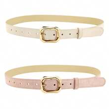 2/1 pieza paquete de cinturones de ante para mujer multicolor con hebilla dorada irregular azul hielo rojo tomate lima sorbete rosa pálido para verano y vacaciones - B - Ver 14