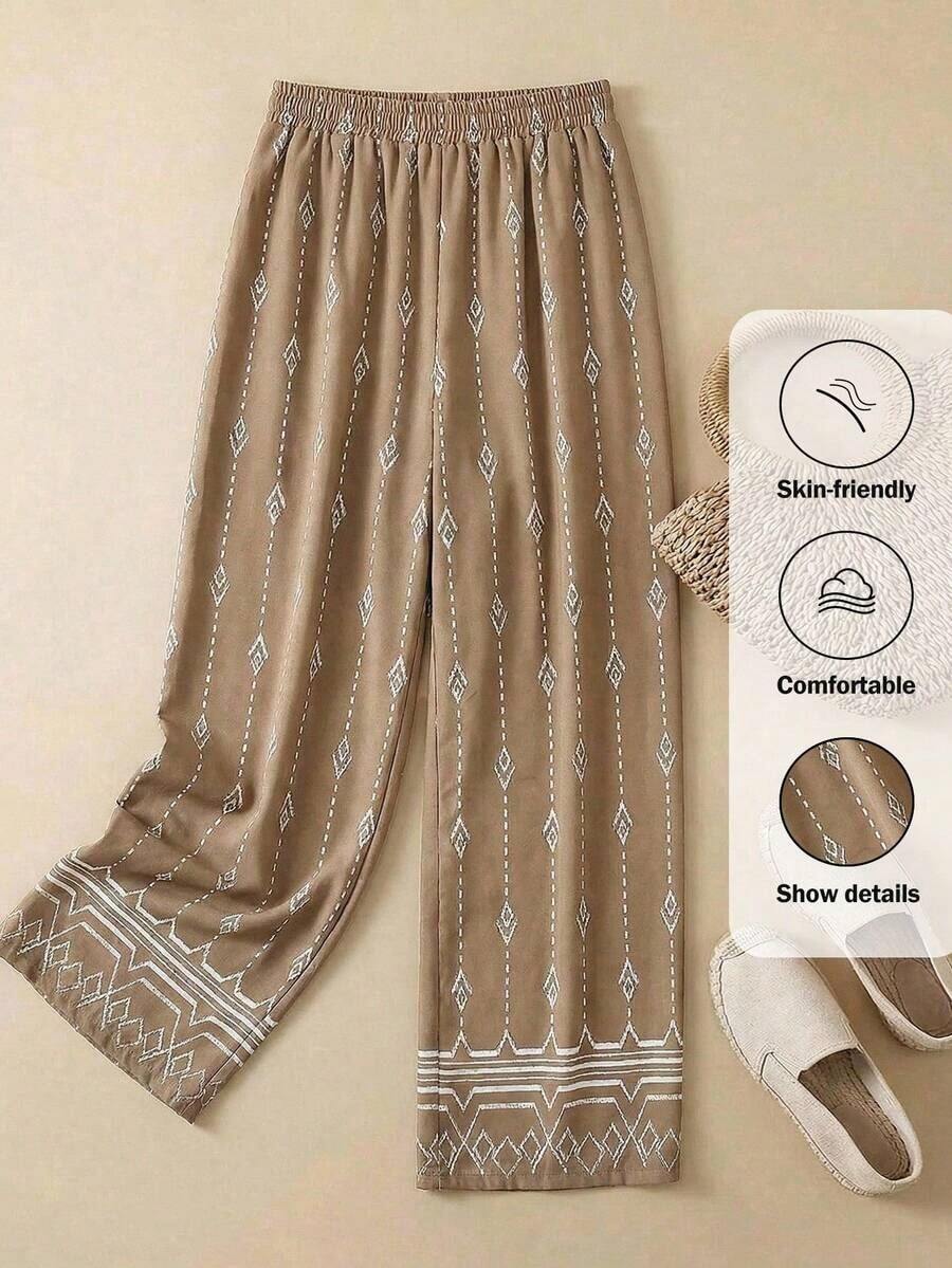 Pantalones casuales de unicolor para mujer, aptos para el verano - Multicolor - Ver 1