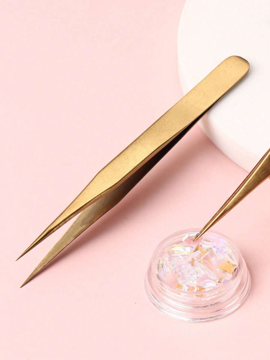 FULL BEAUTY 1pc Stainless Steel Nail Art Tweezers,Nail Supplies,Nail Tools,Nail Art Tools,Back To School,Nails,Nail Tools For Press On Nails - Multicolor - View 1