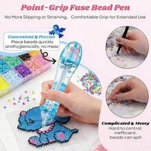 1 Set 3D Pixel Puzzle Design 2.6mm Tip Diameter DIY Press-Bead Pen, Small Particle Bead Storage Device For Storing Small Beads - Multicolor - View 3