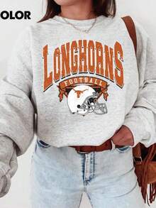 Vintage Texas Longhorn Style Sweatshirt, Retro College Football Crewneck, Unisex Game Day Fan Pullover....... (2) - Grey - View 1
