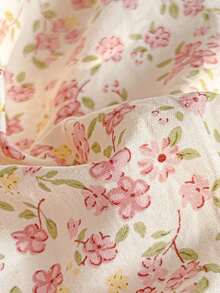 Pink Floral Fitted Sheet Set, Includes 1*Fitted Sheet + 2*Pillowcases, Soft Breathable Mattress Cover With Elastic Band, Romantic Sakura Pink Floral & Golden Butterfly Print, Anti-Slip Deep Pocket Mattress Cover, Pillowcases Without Insert, Suitable For All Seasons, Machine Washable - Pink - View 9