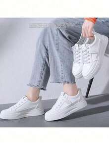 Zapatillas de deporte para exteriores, versión coreana de suela gruesa, modernas y versátiles, transpirables, deportivas y de ocio, zapatos blancos - Blanco 17 - Ver 7