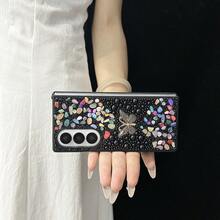 1个珍珠蝴蝶水钻硬壳手机壳，适用于三星Galaxy Z Fold 7 6 5 4 3 5G - 黑色 - 查看 4