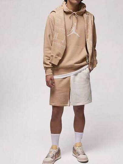 Nike Jordan Essentials Holiday Logo標誌連帽休閒長袖加絨衛衣 男款 麻黃色