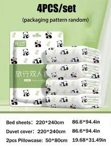 Bộ 4 món dùng một lần cỡ lớn (3/4 món), ga trải giường và vỏ gối dùng một lần màu trắng, vật dụng cần thiết khi đi du lịch. - Nhiều màu - Xem 12
