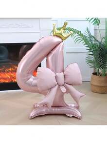 42-Inch Extra Large Pink Crown & Bow Foil Balloon Set, Suitable For Birthday, Anniversary Party Decoration - Multicolor - View 7