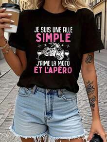 Women's Versatile Short-Sleeved T-Shirt With A Round Neck And Dropped Shoulders, Made Of Knit Fabric, Suitable For Urban Wear, Daily Outings, Y2K/Crop Top Style, Outdoor Activities, Camping, Concerts, Hip-Hop, Rock And Rap Events. - 黑色 - 查看 6