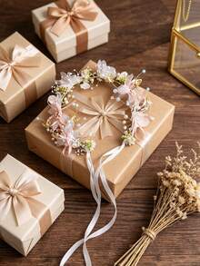 Conjunto de 2 Coroas de Flores Luxuosas ao Estilo Coreano, Perfeitas para Apresentações, Festas de Aniversário, Férias, Festas Encontros ou Uso Diário. - acessório de cabelo rosa - Ver 5