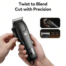 itel Máy cắt tóc IHC-33Pro, lưỡi dao sắc bén, màn hình kỹ thuật số thông minh, động cơ mạnh mẽ, độ ồn thấp, pin sử dụng được 4-5 giờ (1 máy cắt tóc, 6 lược dẫn hướng (1.5/3/4.5/6/10/13mm), 1 nắp bảo vệ lưỡi dao, 1 dầu bôi trơn, 1 bàn chải vệ sinh, 1 cáp USB) - màu đen - Xem 6