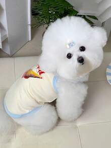 一件春夏宠物桶裙，舒适多功能吊带裙，适合贵宾犬、泰迪犬、马尔济斯犬、吉娃娃犬及其他中小型猫狗。可日常穿着，室内外皆宜。 - 彩色 - 查看 5