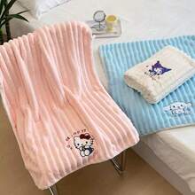 1 Piece Sanrio Kitty Cartoon Candy Strip Bath Towel Set, Cute Coral Fleece, Water Absorbent, Quick Drying, Wearable, Thickened Bath Towel - Multicolor - View 2