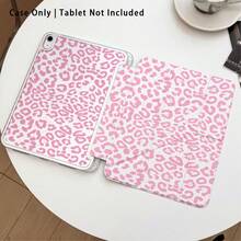 Funda protectora de tableta de cristal acrílico con efecto pintado de estampado de leopardo rosa, compatible con modelos populares de /Apple///Honor///, plegable y resistente a la flexión, esquinas reforzadas de silicona, función de activación/suspensión automática, ranura para lápiz incorporada, soporte plegable multiángulo - Estilo 4 - Ver 3