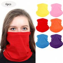 6Pcs Classic Solid Seamless Headband, Neck Gaiter, Face Covering, Outdoor Face Wrap, Neck Warmer, Bandana, Balaclava, Ski Face Mask, Lightweight And Breathable, Suit Running, Hiking, Yoga, Cycling, ATV. - Multicolor - View 1