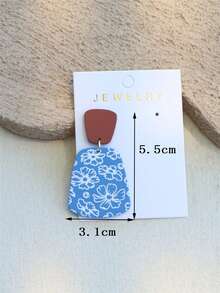 1 Đôi bông tai nữ mùa xuân/hè in họa tiết hoa, màu xanh nhạt, chất liệu gốm sứ, kiểu dáng dễ thương, lãng mạn, làm từ acrylic. - Nhiều màu - Xem 8